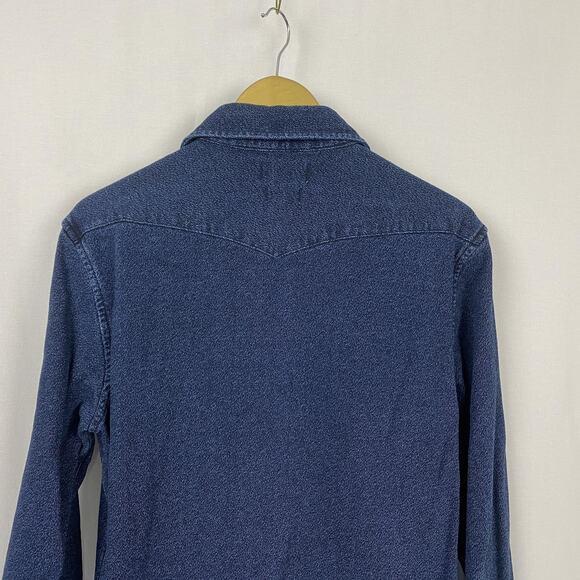 Taylor Stitch Shirt Mens 40 Medium Blue Denim Western Pearl Snap Long Sleeve - Picture 4 of 10